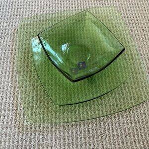 Green Glass Luminarc Dinnerware Set